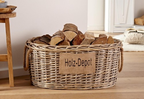 Feuerholz korb weide im - weide,